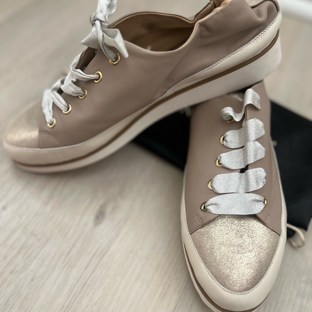 Chic Beige and Gold Women's Sneakers